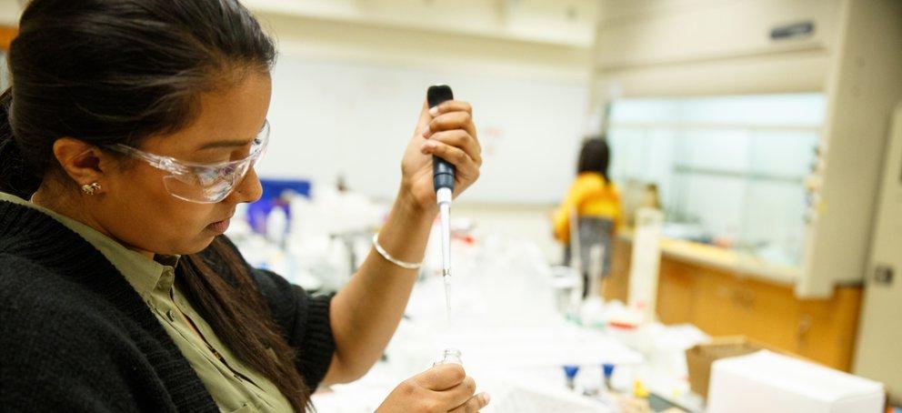 A student is doing a science experiment 